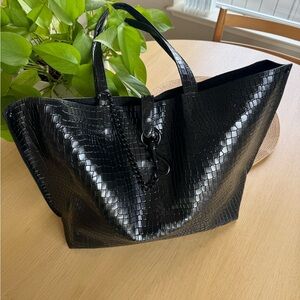Rebecca Minkoff Black Croc-Embossed Tote